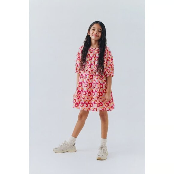 Girls' ZARA Pink Floral Cotton Poplin Puff Sleeve Tiered Dress, Size 13-14 - Picture 8 of 10